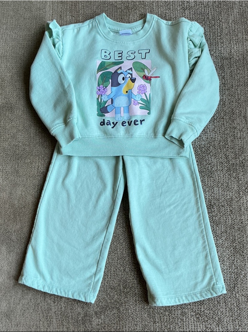 Bluey Kids Mint Green 2pc with 'Best Day Ever' Graphic ~ Sz 3T